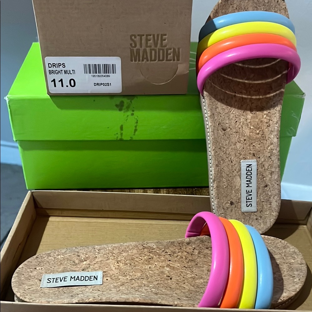 Steve Madden Bright Multi Slide Sandals